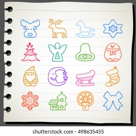 Vector illustration - Doodle Merry Christmas Icon set