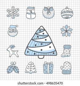 Vector illustration - Doodle Merry Christmas Icon set