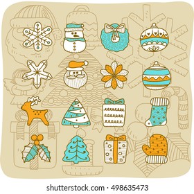Vector illustration - Doodle Merry Christmas Icon set
