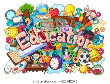vector illustration of doodle on education concept