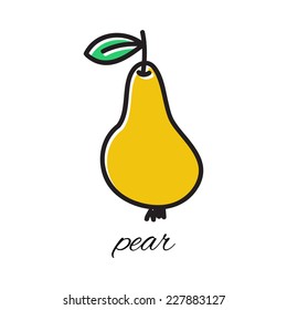 Vector illustration. Doodle pear. Hand-drawn object isolated on white background. Easy paste to any background