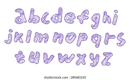 Vector illustration with doodle pen sketch letters  