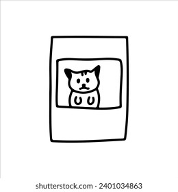 vector illustration of doodle photo of a cute cat