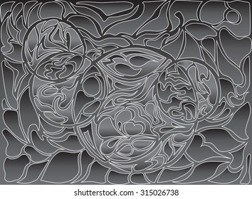 Vector illustration of doodle rounds. Hand-drawn pattern. Stylized texture with loops. Line drawing on the gray gradient background. 
