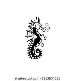 vector illustration doodle seahorse concept