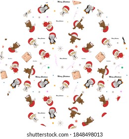 Vector illustration of doodle seamless kawaii Christmas pattern