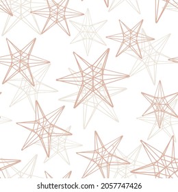 Vector illustration of doodle seamless pattern with stars. graphic stars pink with half white on white background.