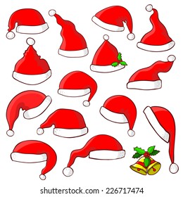 Vector illustration. doodle - Set of Santa hats