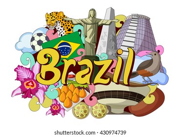 vector illustration of Doodle showing Architecture and Culture of Brazil