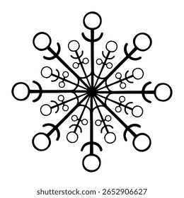 Ilustração vetorial de floco de neve de doodle. Elemento de decoração de Natal de inverno.