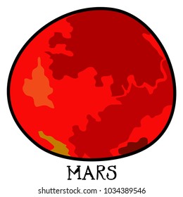 Vector illustration. Doodle of solar system planet mars