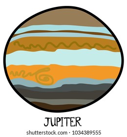 Vector illustration. Doodle of solar system planet jupiter