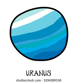 Vector illustration. Doodle of solar system planet uranus