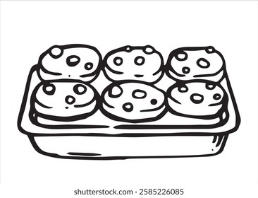 vector illustration in doodle style. baking tray with homemade cookies