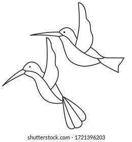 ilustración vectorial en estilo doodle, en negro, imagen colibrí, logo de pájaro, tatuaje, aíslar sobre un fondo blanco