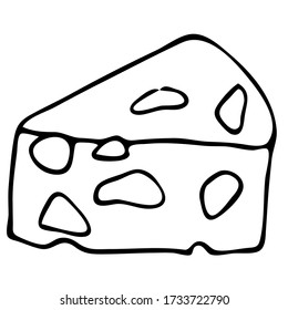 vector illustration in doodle style in black, food, cheese, tattoo, isolate on a white background