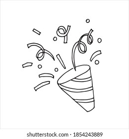 vector illustration in doodle style. festive firecracker. explosion, fireworks, christmas salute, new year holiday.
