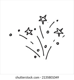 vector illustration in doodle style. festive fireworks, fireworks. new year, christmas, independence day. explosions and stars