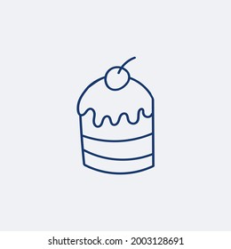 Vector illustration in doodle style. Hand-drawn cake, blue line