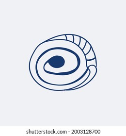 Ilustración vectorial en estilo doodle. Torta dibujada a mano, línea azul