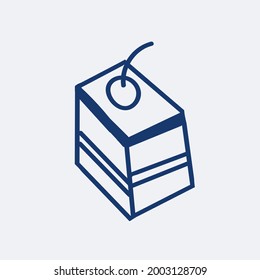 Vektorgrafik im Doodle-Stil. Handgezeichneter Kuchen, blaue Linie
