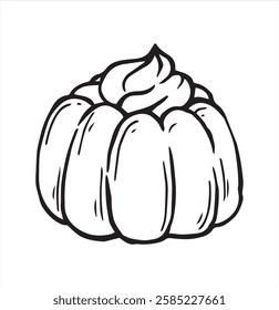 vector illustration in doodle style. homemade pudding