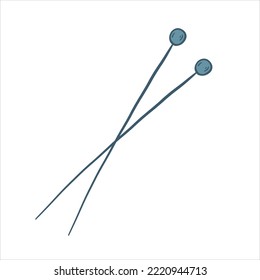 Vector illustration in doodle style. Knitting needles