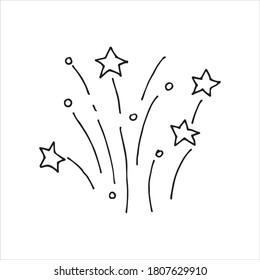 vector illustration in doodle style, line drawing. explosion, fireworks, salute, firecracker. abstract illustration on the theme of the holiday. clipart on white background