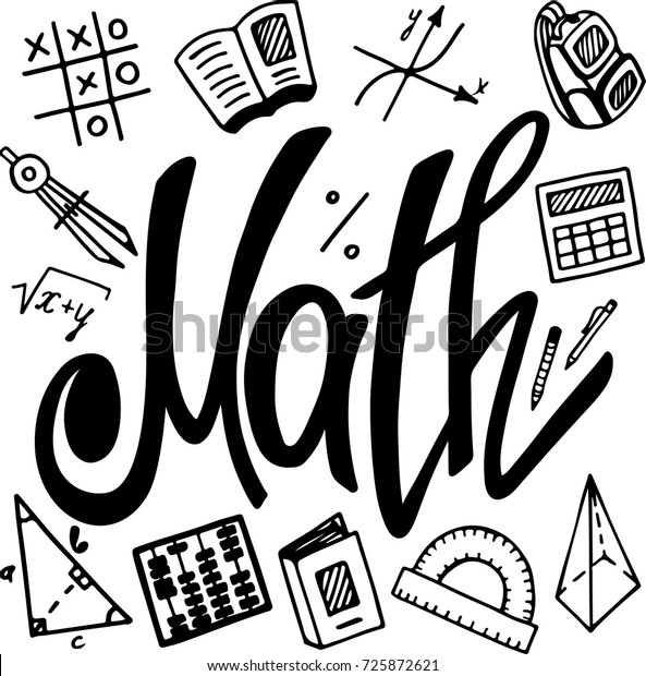 Vector illustration in doodle style for\
Mathematic lessons. Back to\
school.
