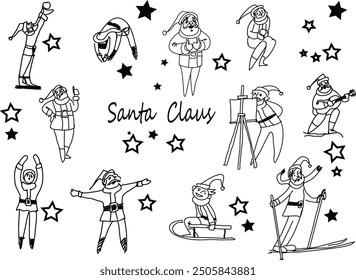 Vektorgrafik im Doodle-Stil. Frohen Weihnachtsmann. Kann für Karten, Papier, Buch, Website verwendet werden