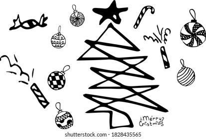 Vector illustration in doodle style of New Year and Christmas holiday