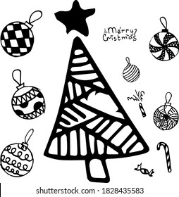 Ilustración vectorial en estilo doodle de Año Nuevo y Navidad