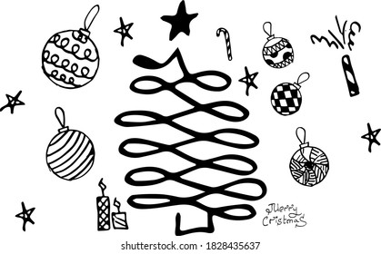 Vector illustration in doodle style of New Year and Christmas holiday