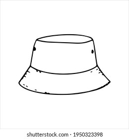 Vector illustration with doodle style ponama. Travel sun protection hat isolated on white background.