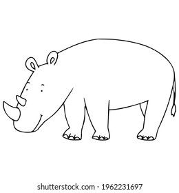 Vector illustration with doodle style rhinoceros. A rhinoceros that can be painted.
