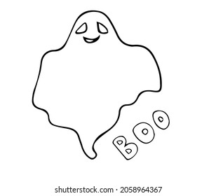 vector illustration in doodle style. small ghost. simple drawing on the theme of Halloween, a cute ghost. isolated on white background, design for holiday, for kids