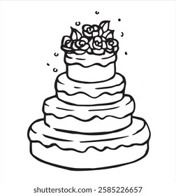 vector illustration in doodle style. wedding cake