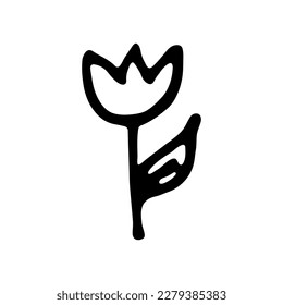 Vector illustration. Doodle Style.Flower.Tulip.Spring.Summer.Flowers.Retro.Cartoon Style.Popular.Doodle Modern.Black Stylish Hand-drawn on White Background.Print for Textile,Web Design,Social.EPS 10.