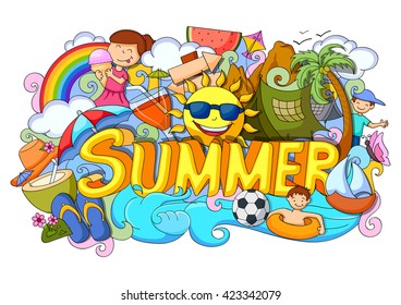 vector illustration of doodle of Summer poster