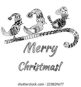 Vector illustration of Doodle textured Merry Christmas