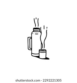 vector illustration doodle thermos concept