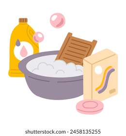 Vector illustration doodle tools for hand washing for digital stamp,greeting card,sticker,icon, design