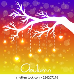 Vector illustration with doodle tree and stars