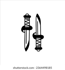 vector illustration of doodle two swords