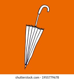 Vector illustration doodle umbrella will save from rain in autumn and spring line.