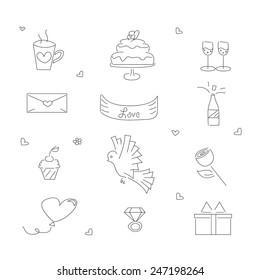 vector illustration of doodle valentine day icons
