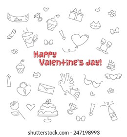vector illustration of doodle valentine day icons
