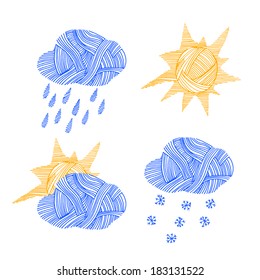 vector illustration. Doodle - weather icons isolated on white background