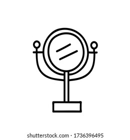 Vector illustration of a doodle woman's mirror. Isolated on white background. Hand drawn beauty elements. Line and outline female make up objects. 