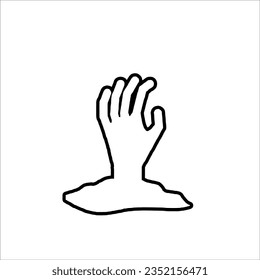 Vector Illustration Doodle of zombie hand corpse from ground 